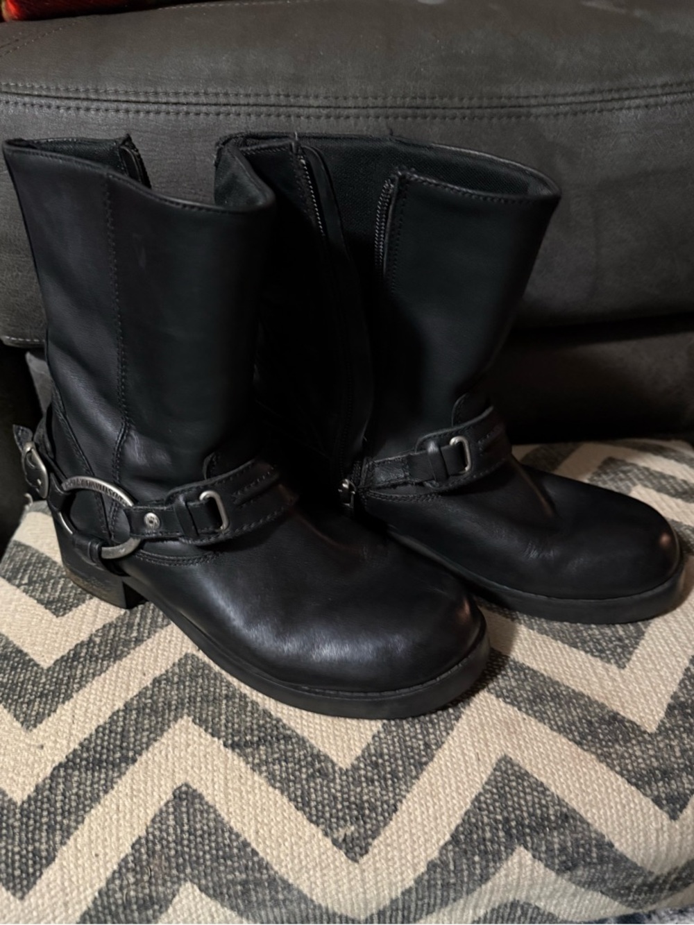 Women’s Harley Davidson  D85298 Christa zip Black leather cycle  Boot size 7